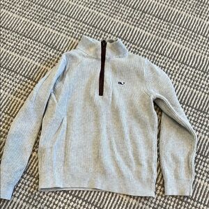 Vineyard Vines Gray Zip Up Sweater Classic Knit